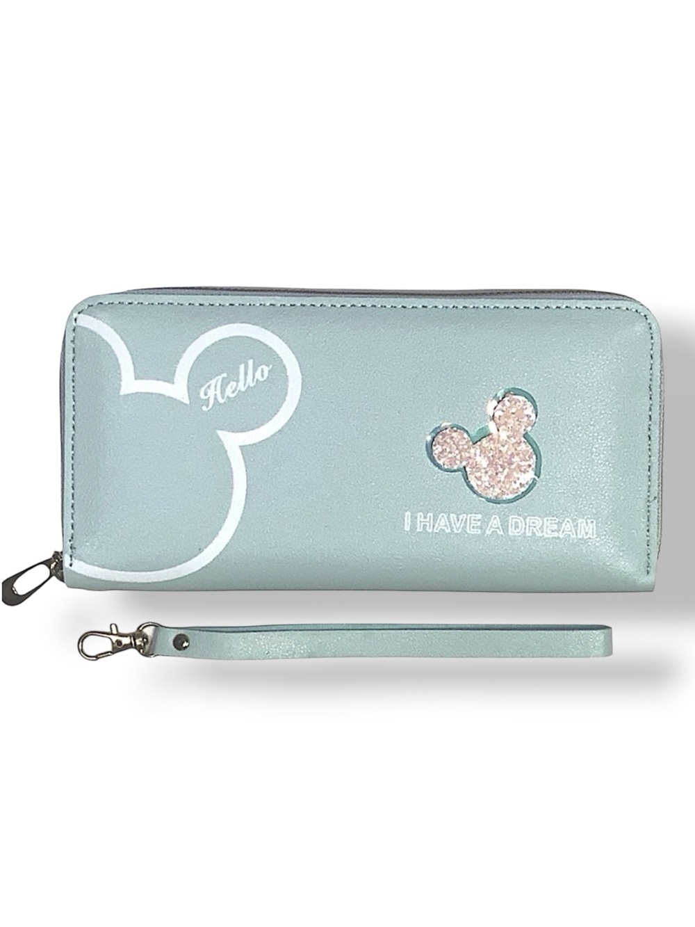 Minnie Mickey Mouse Wristlet Clutch Convertible Long Wallet Disney Theme Blue